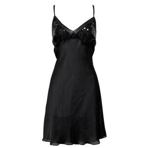 Vintage Y2K Sequin Babydoll Slip Dress Women Sz L Indie Sleaze Whimsigoth Glam